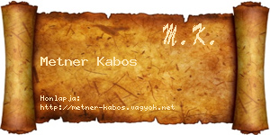 Metner Kabos névjegykártya